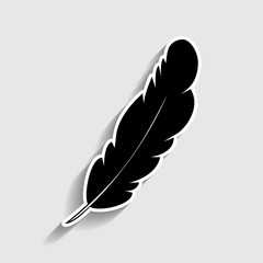 Feather sign. Sticker style icon