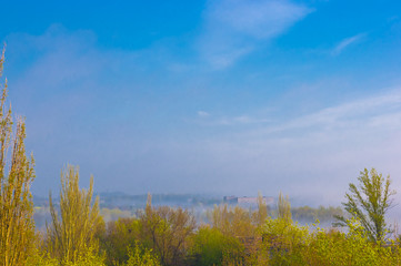 city view in the morning mist