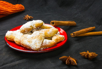 homemade cookies in powdered sugar
