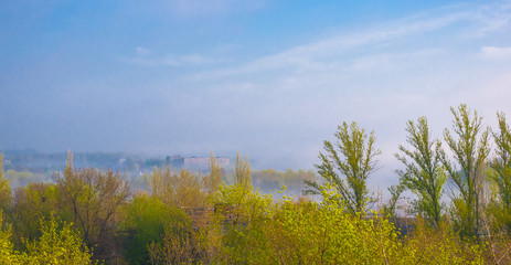 city view in the morning mist