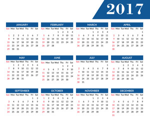 Simple 2017 year calendar Simple 2017 year calendar