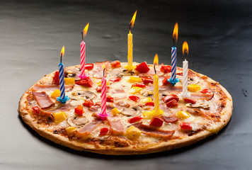 Pizza creative with candles