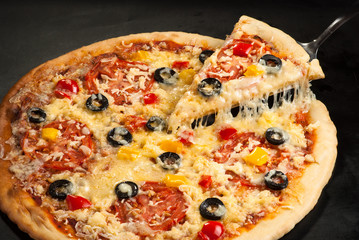 pizza on the board