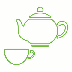 teapot and cup icon relax green icon