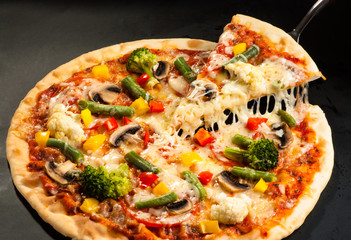 vegetarian pizza on the board