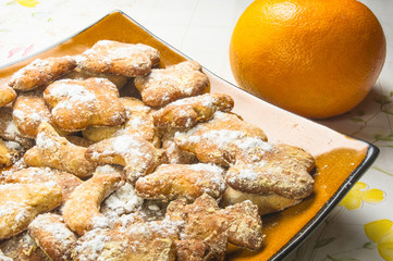 homemade cookies in powdered sugar