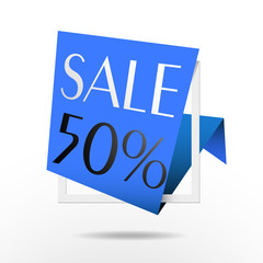 Sale banner template design. Label vector. Discount card. Sale card origami. Design of offer.