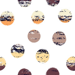 Cute vector geometric seamless pattern . Polka dots and stripes. Brush strokes. Hand drawn grunge texture. Abstract forms. Endless texture can be used for printing onto fabric or paper