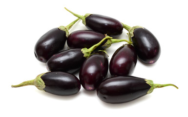 aubergine eggplants on white background