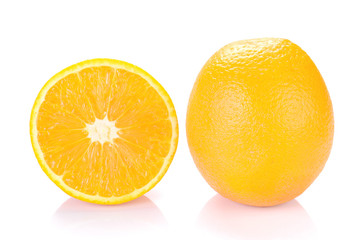 Fresh Orange cut pieces on white background.