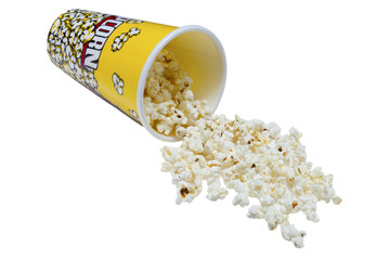 popcorn spilled over the white background