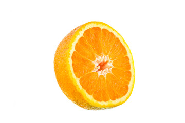 Slice of fresh orange isolated on white background