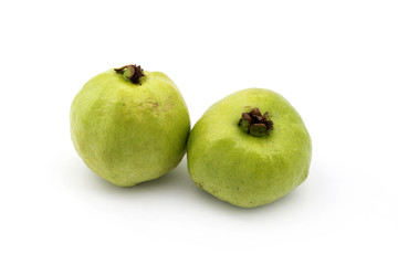 organic guavas on white background