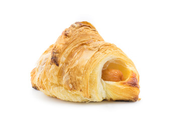 croissant with sausage inside, isolated on white background