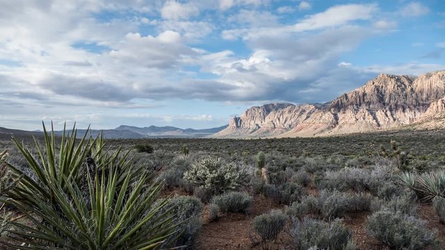 Red Rock Canyon National Conservation Area spring clouds time lapse near Las Vegas, Nevada.