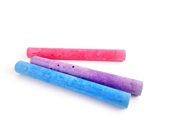 Color chalks on white background