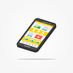 Landing page phone 3D vector illustration. Responsive (adaptive) web design technology 3D creative concept. Friendly user interface landing page isometric graphic design.
