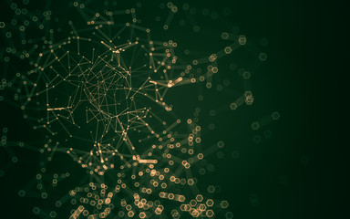 Abstract polygonal space low poly dark background, 3d rendering