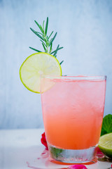 Refreshing summer drink with Strawberry in glasses