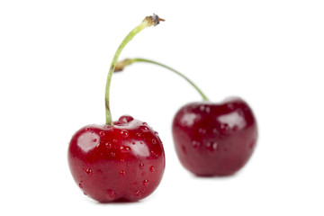 two ripe cherries