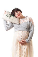 Concept sleeping pregnant woman.