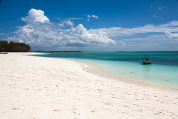 White sand beach on the northern coast of Zanzibar, Tanzania. 