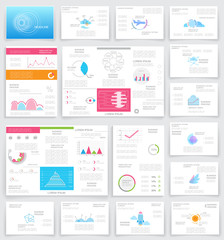 Business graphics brochure, cover layout and infographics