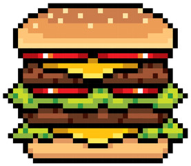 Vector Illustration of Burger - Pixel design