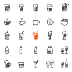 drinks and beverages icons with White Background