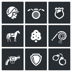 Vector Set of Street Police Icons.