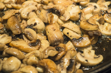 fried mushroom in frying pan