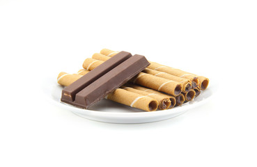 wafer rolls and chocolate bars