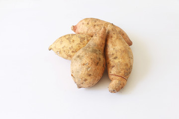 Sweet potato (Ubi manis) on bamboo mat 