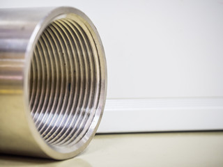 Close-up of circle tube with spiral inside,tunnel of spiral.