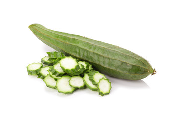 fresh loofah on the white background