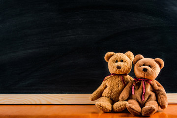 teddy bear  with  blackboard  , background