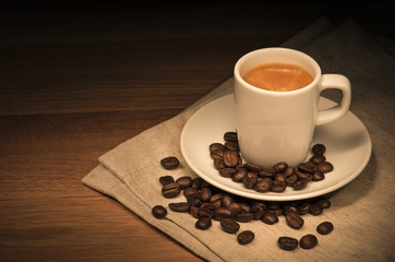 Fototapeta premium Espresso coffee with beans