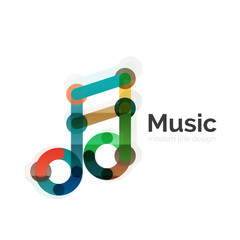 Music note logo, flat thin line geometric design