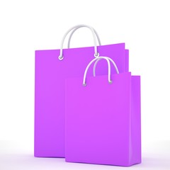 Paper Shopping Bags isolated on white background. 3d rendering.