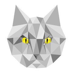 Fototapeta premium Polygonal geometric triangle grey colored cat portrait. Vector illustration. 