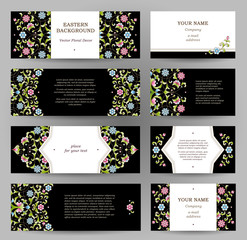 Vector set of golden floral cards.