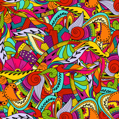 Seamless pattern background with abstract ornaments. Hand draw illustration