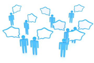 people with talk bubbles isolated over a white background. 3d rendering.