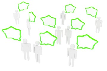 people with talk bubbles isolated over a white background. 3d rendering.