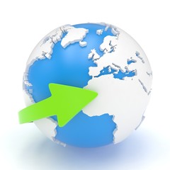 Fototapeta premium Arrow and Earth globe. 3d render