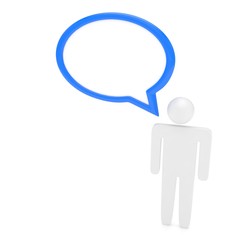 3d man with talk bubbles isolated over a white background. 3d rendering.