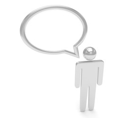 3d man with talk bubbles isolated over a white background. 3d rendering.