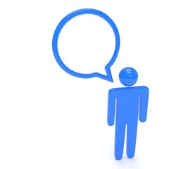 3d man with talk bubbles isolated over a white background. 3d rendering.