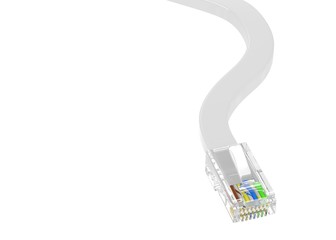 wire rj-45 on a white background, isolated. 3d rendering.