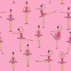 Ballet seamless  pattern with girls,